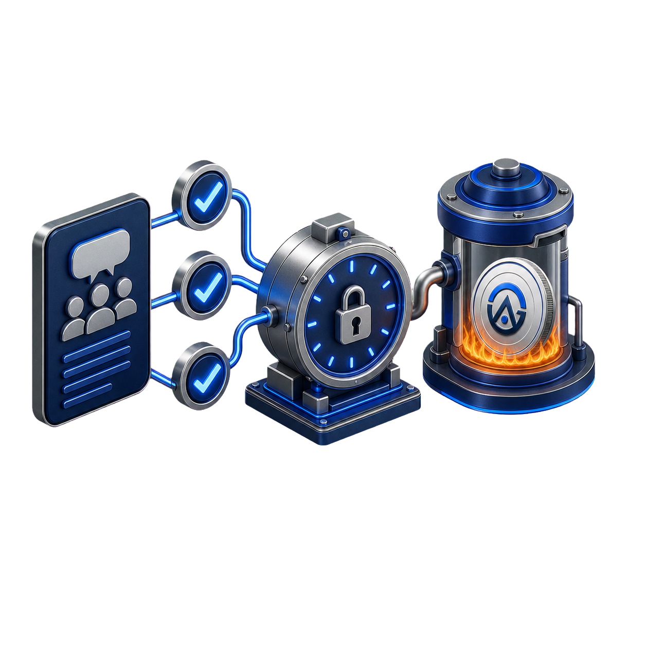 3D governance-controlled burn mechanism