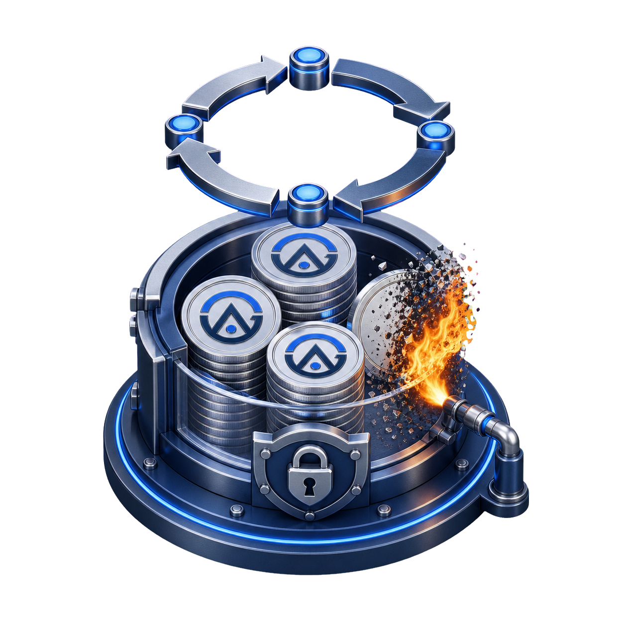 3D quarterly staking reward burn mechanism